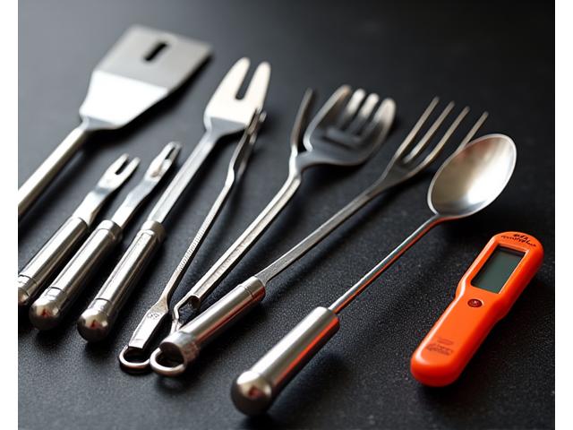 Collection of professional-grade BBQ tools and thermometers